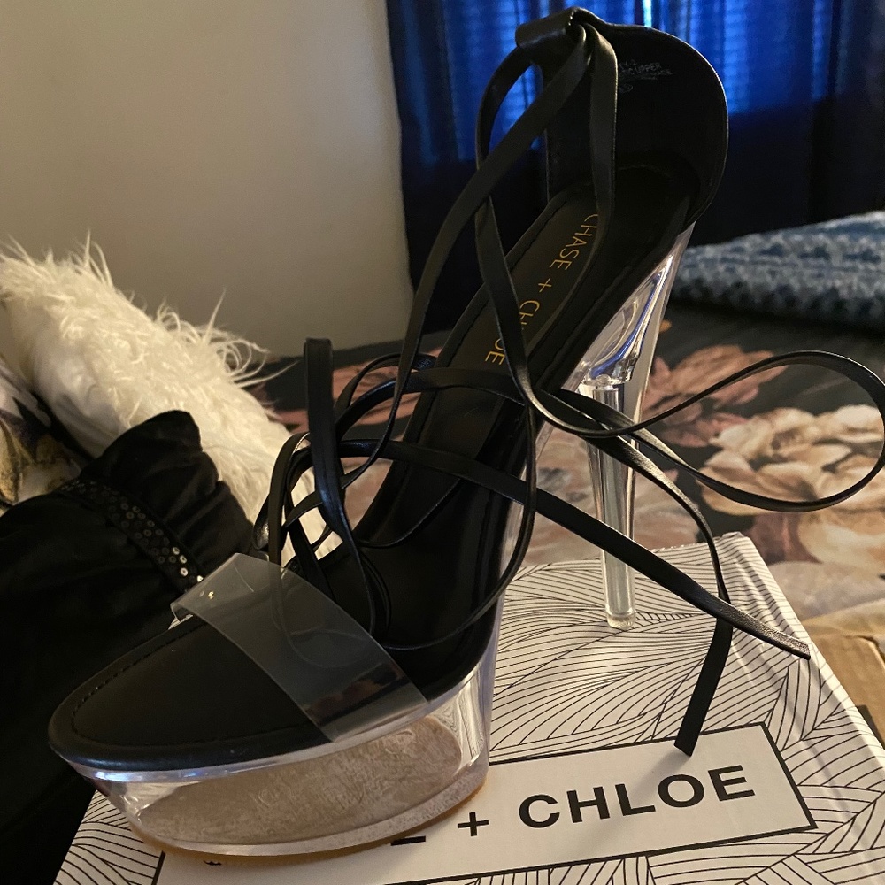 Chase&Chloe Clear Platform Heel